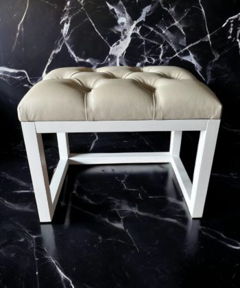 Wooden-Framed Eco Leather Bench Cream with Natural Frame
