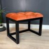 Wooden-Framed Velvet Bench Orange Tufted with Black Frame