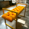Gold Metal-Framed Bench Orange Velvet Luxury Design