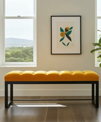 UrbanChic Velvet Bench 100x30cm Sunshine Yellow & Sleek Black
