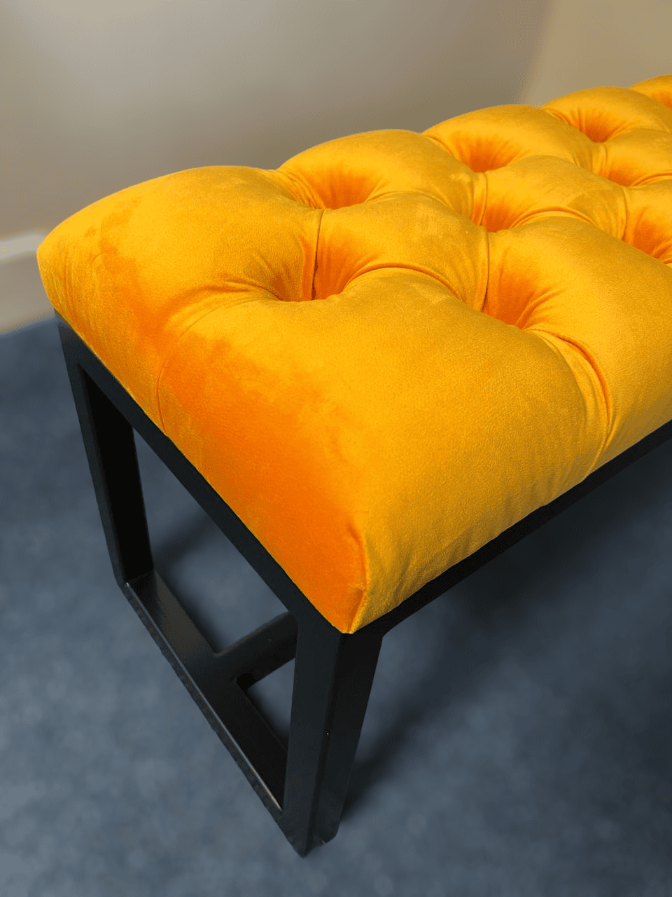 UrbanChic Velvet Bench 100x30cm Sunshine Yellow & Sleek Black