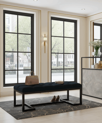 Metal-Framed Bench 100x40cm – Black Velvet & Black Frame