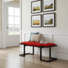 Metal-Framed Bench Vibrant Red Velvet Black Industrial Frame