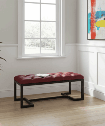Bench 100x40cm – Burgundy Eco Leather & Black Frame