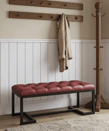 Bench 100x40cm – Burgundy Eco Leather & Black Frame