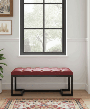 Bench 100x40cm – Burgundy Eco Leather & Black Frame