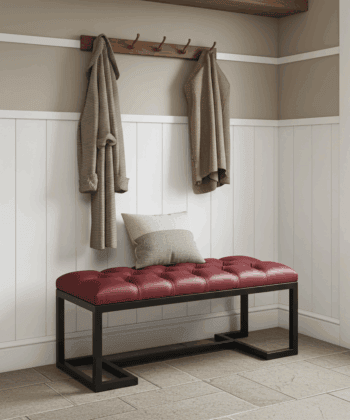 Bench 100x40cm – Burgundy Eco Leather & Black Frame