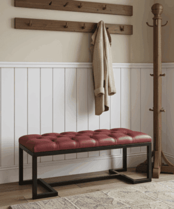 Bench 100x40cm – Burgundy Eco Leather & Black Frame