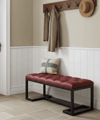 Bench 100x40cm – Burgundy Eco Leather & Black Frame