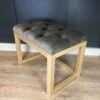 Luxury Grey Velvet Bench with Natural Alder Frame - Handcrafted