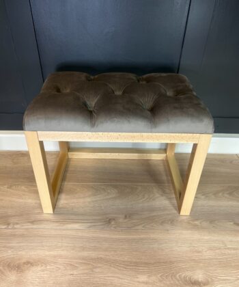 Luxury Grey Velvet Bench with Natural Alder Frame - Handcrafted