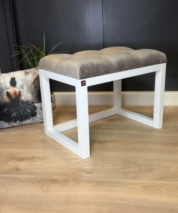 Luxury Velvet Bench 60x40cm - Premium White Frame