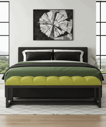 Metal-Framed Bench 140x40cm Green Black Double Frame