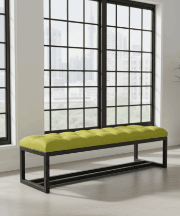 Metal-Framed Bench 140x40cm Green Black Double Frame