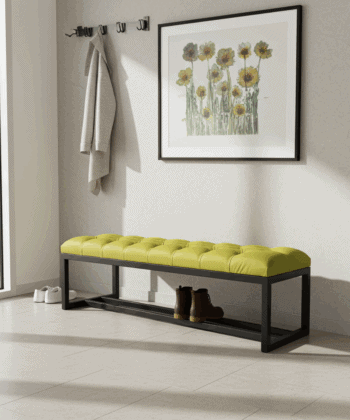 Metal-Framed Bench 140x40cm Green Black Double Frame