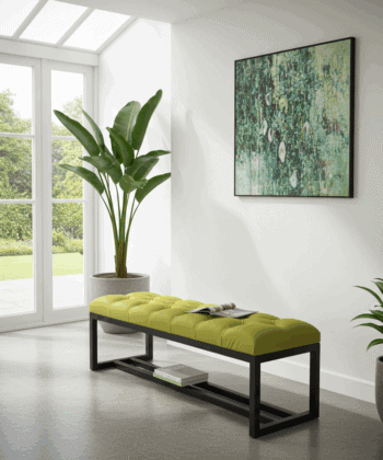 Metal-Framed Bench 140x40cm Green Black Double Frame