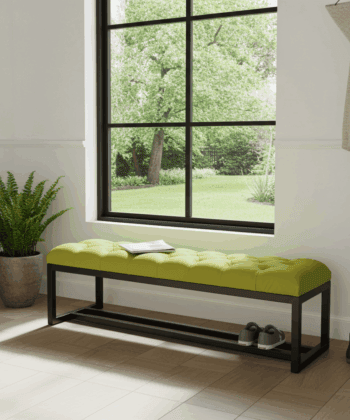 Metal-Framed Bench 140x40cm Green Black Double Frame