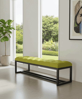 Metal-Framed Bench 140x40cm Green Black Double Frame