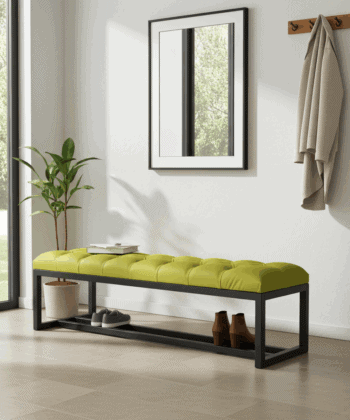 Metal-Framed Bench 140x40cm Green  Black Double Frame