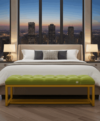 Metal-Framed Bench 140x40cm Green  Eco Leather / Gold Frame