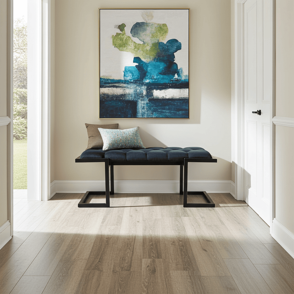 Metal-Framed Bench Black Button-Tufted Velvet Z-Frame Design