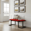 Metal-Framed Bench Vibrant Red Velvet Black Industrial Frame