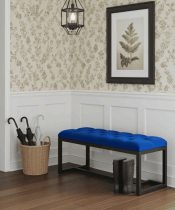 Metal-Framed Velvet Bench  Royal Blue with Black Frame