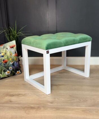 Mint Green Velvet Bench 60x40cm – Pearl White Frame