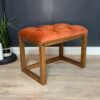 Wooden-Framed Velvet Bench 60x40cm - Orange Luxury Desig