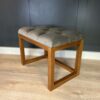 Wooden-Framed Velvet Bench 60x40cm - Grey Elegance