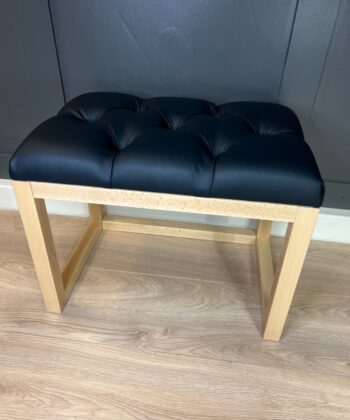Wooden-Framed Eco Letaher Bench 60x40cm - Premium Black Design