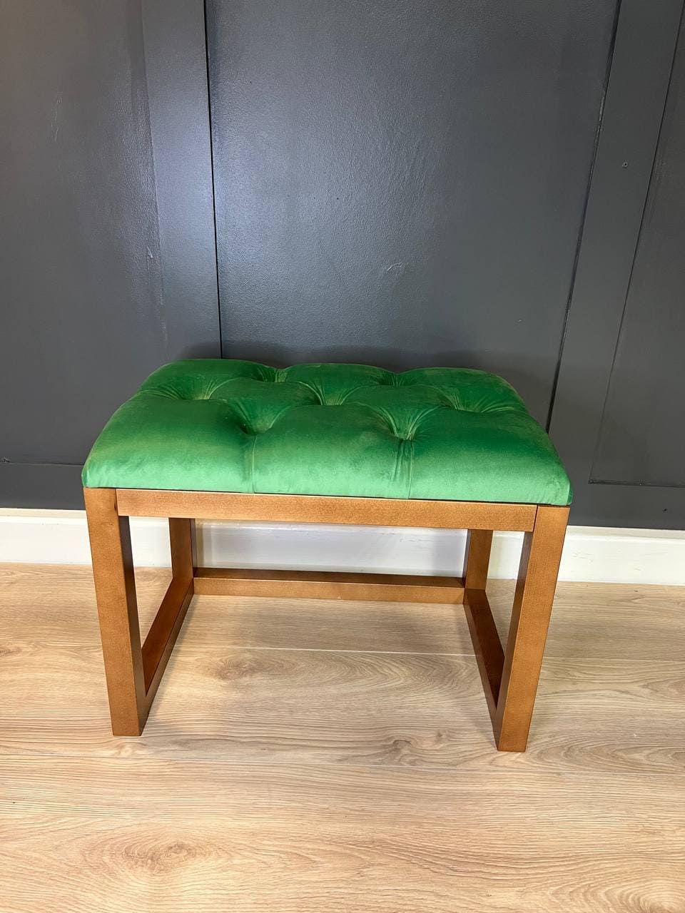 Wooden-Framed Velvet Bench 60x40cm Mint Green Luxury Design