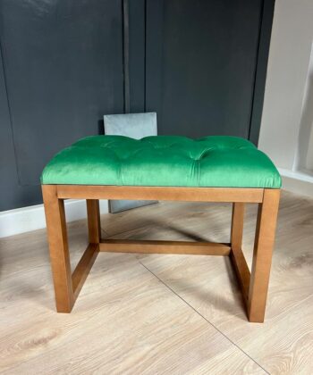 Wooden-Framed Velvet Bench 60x40cm Mint Green Luxury Design