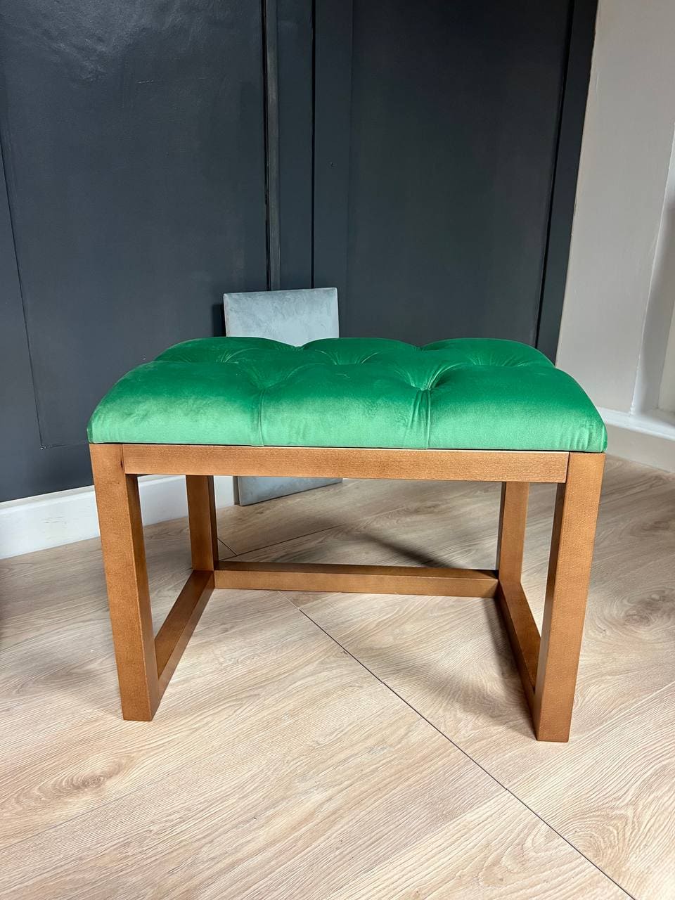 Wooden-Framed Velvet Bench 60x40cm Mint Green Luxury Design