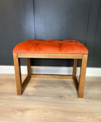 Wooden-Framed Velvet Bench 60x40cm - Orange Luxury Desig