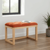 Wooden-Framed Velvet Bench 60x40cm Orange Upholstered
