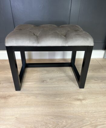 Wooden-Framed Velvet Bench Cream Tufted with Black Frame