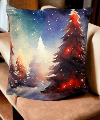 Handcrafted Christmas Cushion – Magical Winter Forest