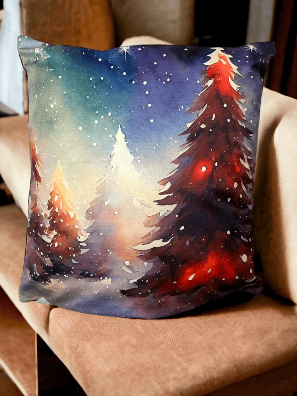 Handcrafted Christmas Cushion – Magical Winter Forest