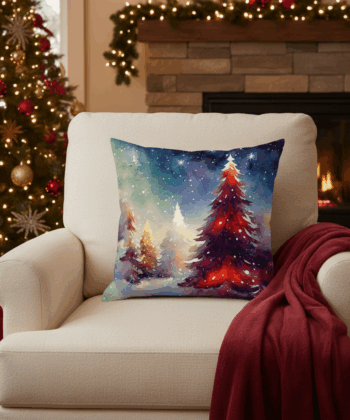 Handcrafted Christmas Cushion – Magical Winter Forest