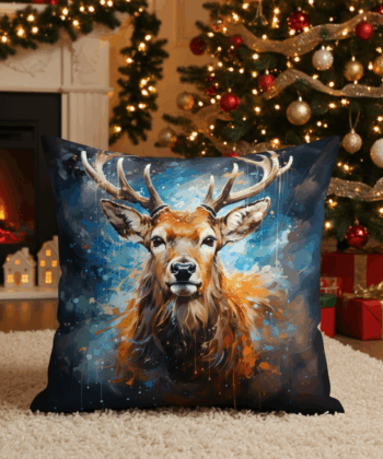 Handcrafted Cushion with Artistic Stag Portrait