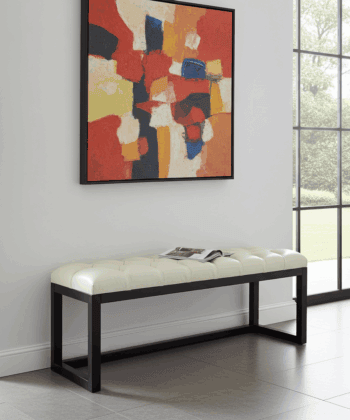 Cognac Eco-Leather Quilted Bench 140x40cm Onyx Frame