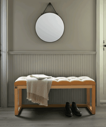 Diamond-Tufted Burgundy Eco-Leather Bench 100x40cm
