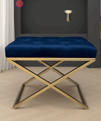 Modern Velvet Ottoman with Metal Frame, Upholstered Bench