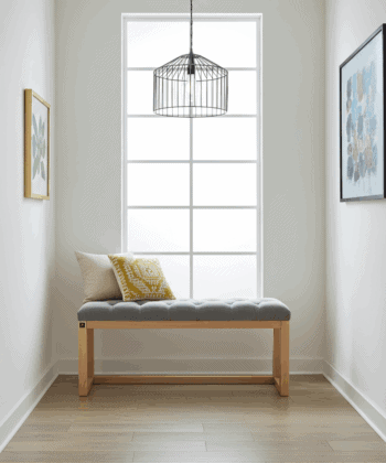 Gray Velvet Tufted Wooden Bench Natural Alder Frame