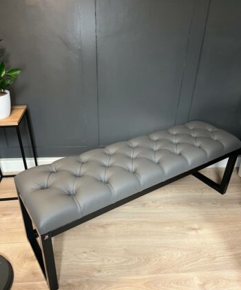 Grey Eco-Leather Long Bench 140x40cm