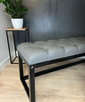 Grey Eco-Leather Long Bench 140x40cm