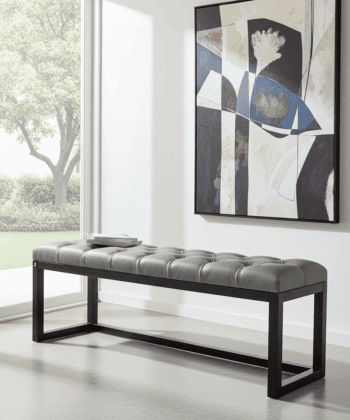 Grey Eco-Leather Long Bench 140x40cm