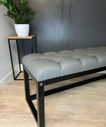 Grey Eco-Leather Long Bench 140x40cm