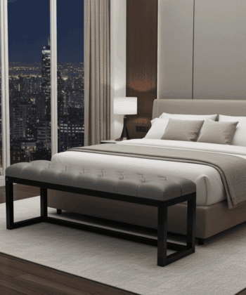 Grey Eco-Leather Long Bench 140x40cm